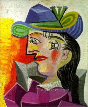  sombrero Pintura - Mujer con sombrero azul 1939 Cubista